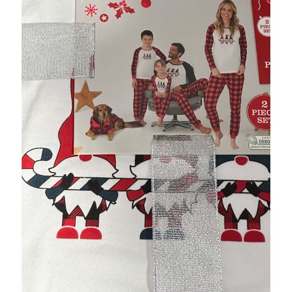 Christmas Pajama Kids Two Piece Set Red Festive PJs Lounge Holiday Sz small NEW